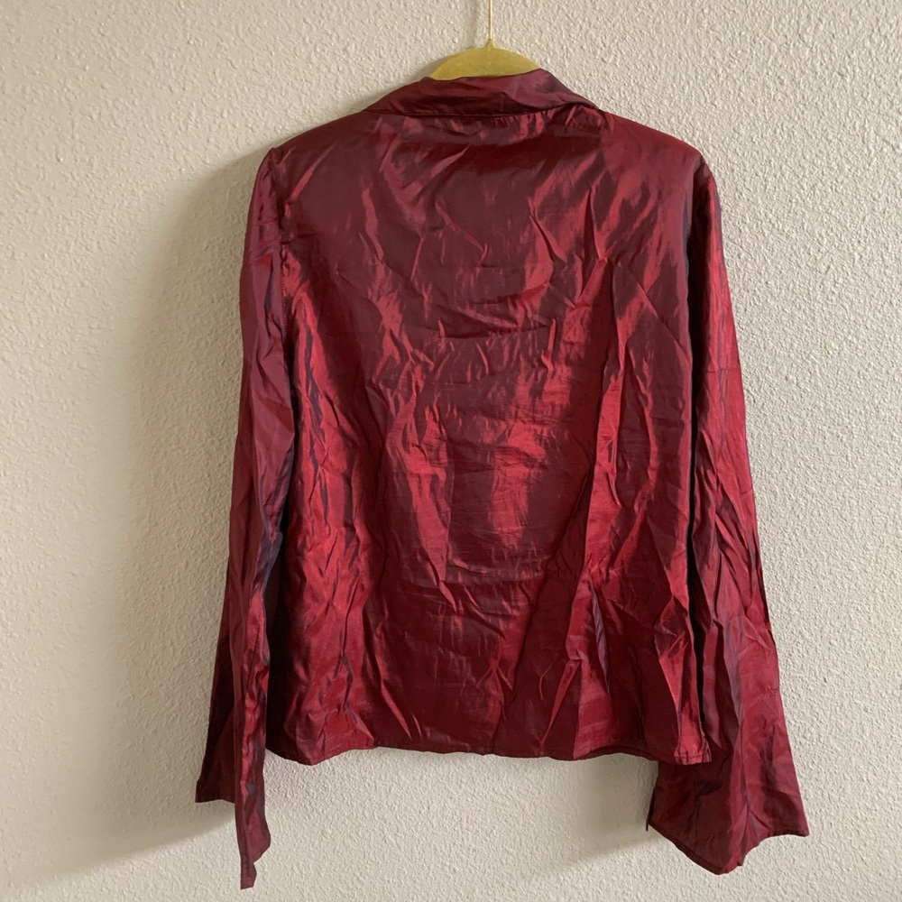 Y2k Bohemian Iridescent Beaded 1/4 Button Down - image 2